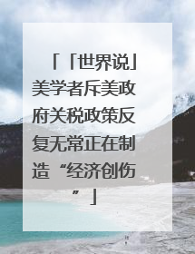 「世界说」美学者斥美政府关税政策反复无常正在制造“经济创伤”