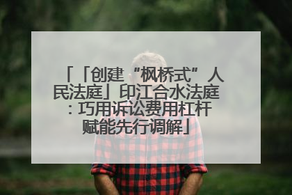 「创建“枫桥式”人民法庭」印江合水法庭：巧用诉讼费用杠杆 赋能先行调解