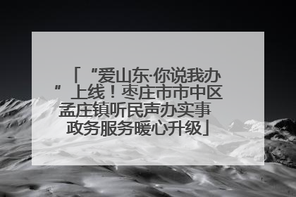 “爱山东·你说我办”上线！枣庄市市中区孟庄镇听民声办实事 政务服务暖心升级