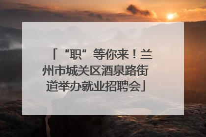 “职”等你来！兰州市城关区酒泉路街道举办就业招聘会