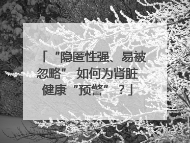 “隐匿性强、易被忽略” 如何为肾脏健康“预警”？