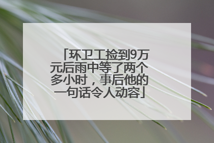 环卫工捡到9万元后雨中等了两个多小时，事后他的一句话令人动容