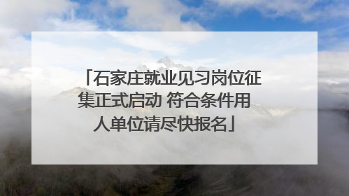 石家庄就业见习岗位征集正式启动 符合条件用人单位请尽快报名