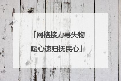 网格接力寻失物 暖心速归抚民心