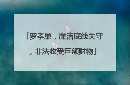 罗孝廉，廉洁底线失守，非法收受巨额财物