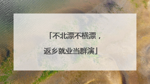 不北漂不横漂，返乡就业当群演