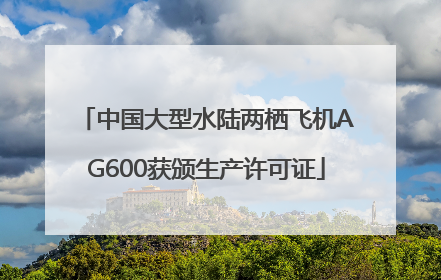 中国大型水陆两栖飞机AG600获颁生产许可证