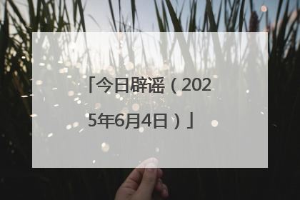 今日辟谣（2025年6月4日）