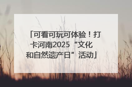 可看可玩可体验！打卡河南2025“文化和自然遗产日”活动
