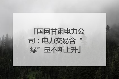 国网甘肃电力公司：电力交易含“绿”量不断上升
