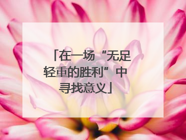 在一场“无足轻重的胜利”中寻找意义