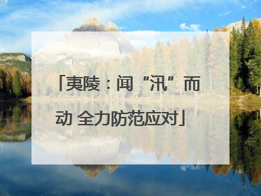 夷陵：闻“汛”而动 全力防范应对