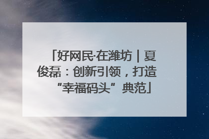 好网民·在潍坊｜夏俊磊：创新引领，打造“幸福码头”典范