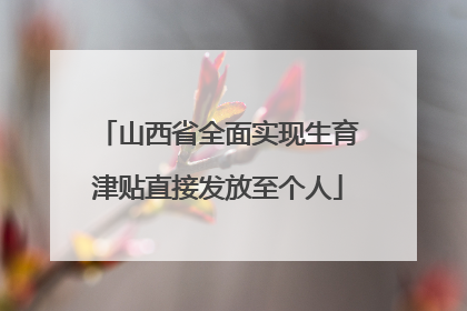 山西省全面实现生育津贴直接发放至个人