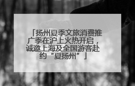 扬州夏季文旅消费推广季在沪上火热开启，诚邀上海及全国游客赴约“夏扬州”