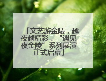 文艺游金陵，越夜越精彩，“遇见夜金陵”系列展演正式启幕