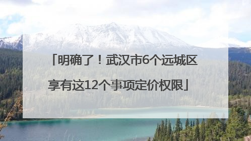 明确了！武汉市6个远城区享有这12个事项定价权限