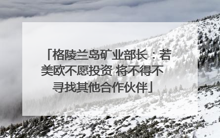 格陵兰岛矿业部长：若美欧不愿投资 将不得不寻找其他合作伙伴