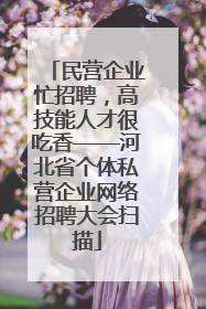 民营企业忙招聘，高技能人才很吃香——河北省个体私营企业网络招聘大会扫描