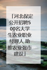 河北保定公开招聘500名大学生农业职业经理人 助推农业强市建设