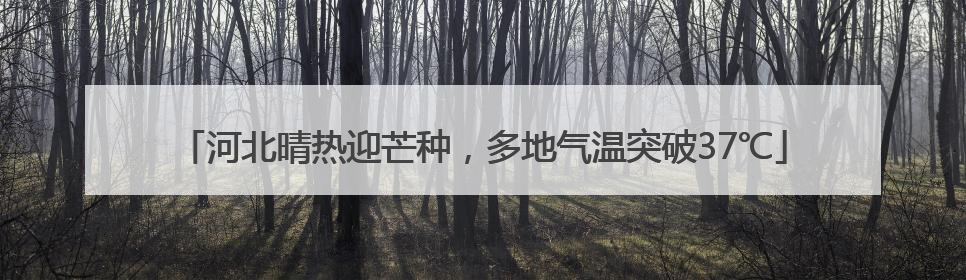 河北晴热迎芒种，多地气温突破37℃