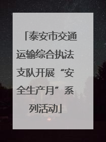 泰安市交通运输综合执法支队开展“安全生产月”系列活动