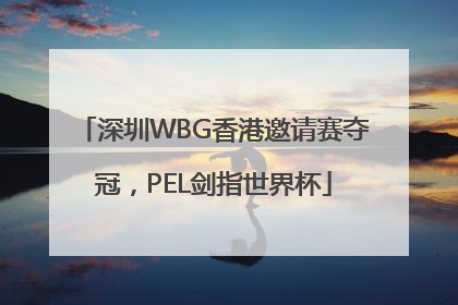 深圳WBG香港邀请赛夺冠，PEL剑指世界杯