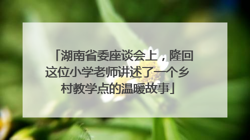湖南省委座谈会上，隆回这位小学老师讲述了一个乡村教学点的温暖故事
