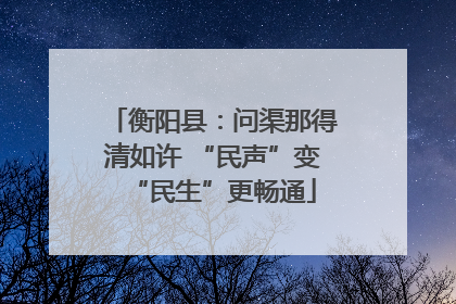 衡阳县：问渠那得清如许 “民声”变“民生”更畅通
