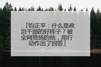 钧正平：什么是政治干部的好样子？被全网赞扬的他，用行动作出了回答