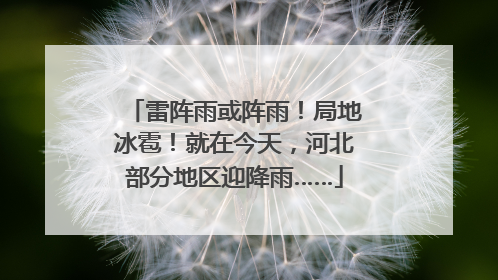 雷阵雨或阵雨！局地冰雹！就在今天，河北部分地区迎降雨……