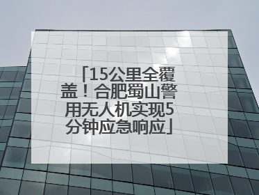 15公里全覆盖！合肥蜀山警用无人机实现5分钟应急响应