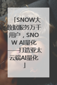 SNOW大数据服务万千用户，SNOW AI量化——打造亚太云端AI量化